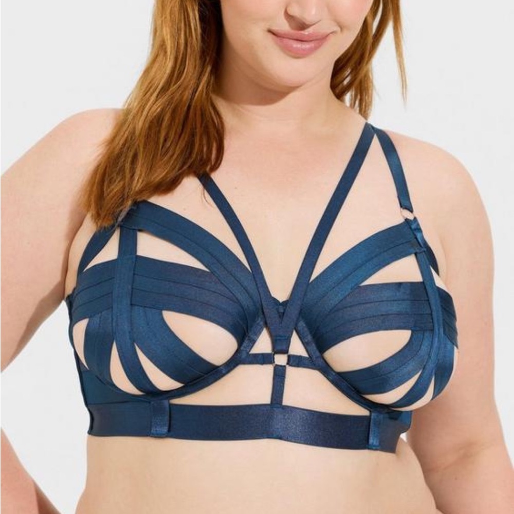 Torrid 3X Teal Poseidon Cut Out Strappy Longline Underwire Bra NWT